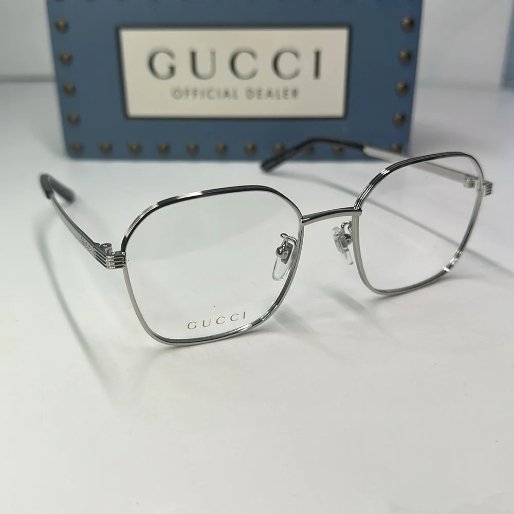 Gucci GG0946OA Square Metal Eyeglasses – Full Rim Frame for Men